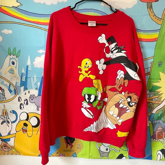 Vintage Y2k Looney Tunes characters red crewneck sweater - Picture 6 of 16